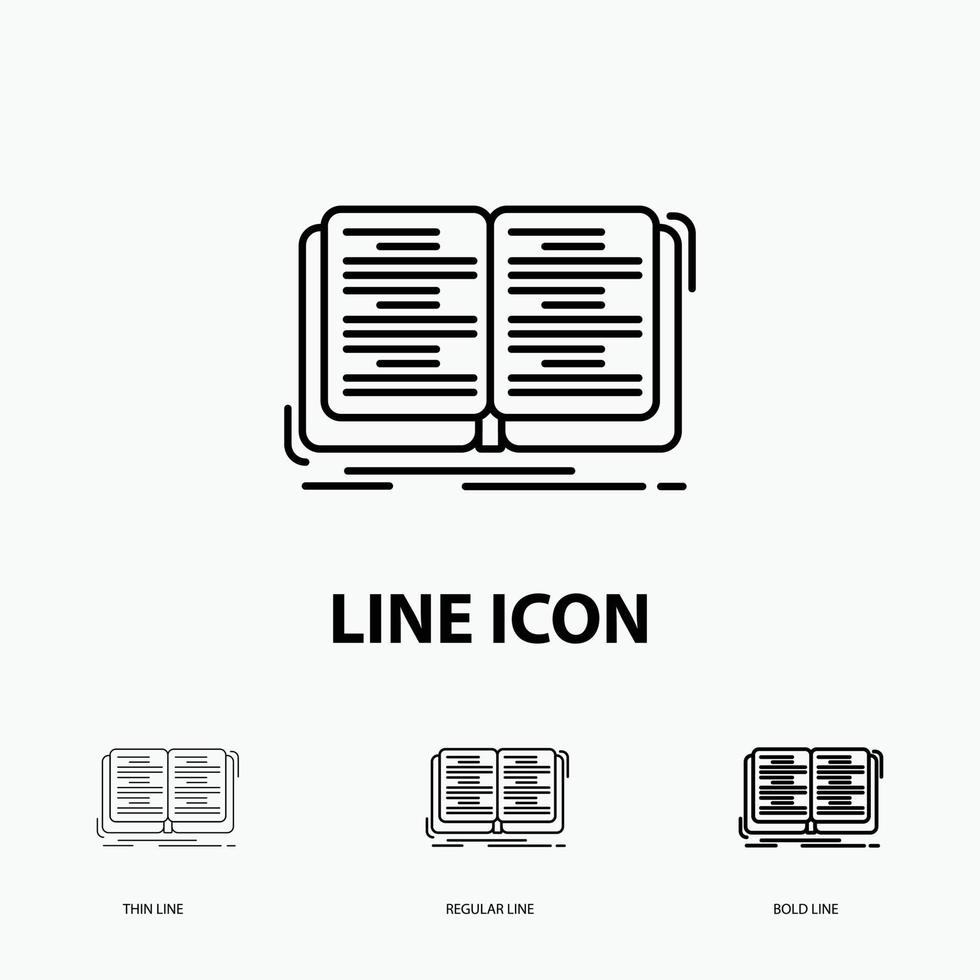 book. education. lesson. study Icon in Thin. Regular and Bold Line Style. Vector illustration