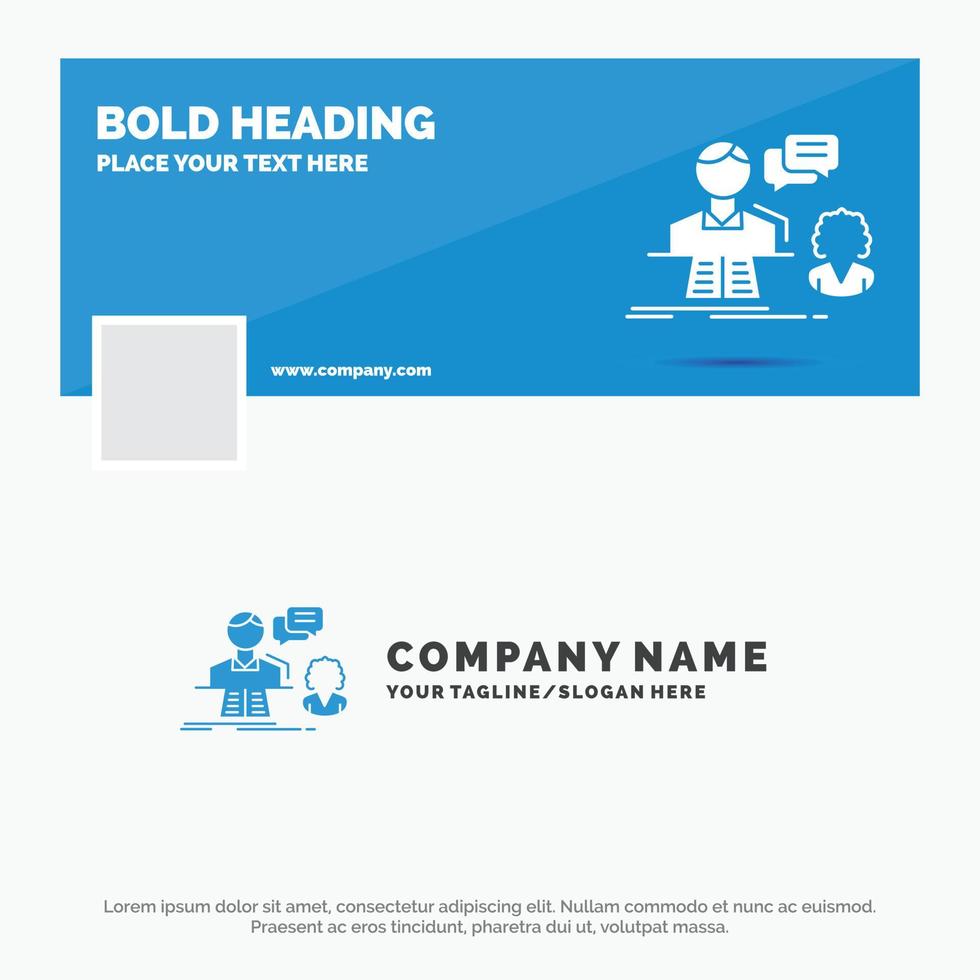 Blue Business Logo Template for consultation. chat. answer. contact. support. Facebook Timeline Banner Design. vector web banner background illustration