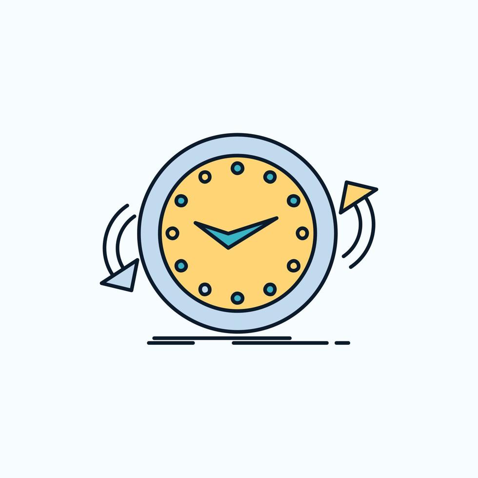 Backup. clock. clockwise. counter. time Flat Icon. green and Yellow sign and symbols for website and Mobile appliation. vector illustration