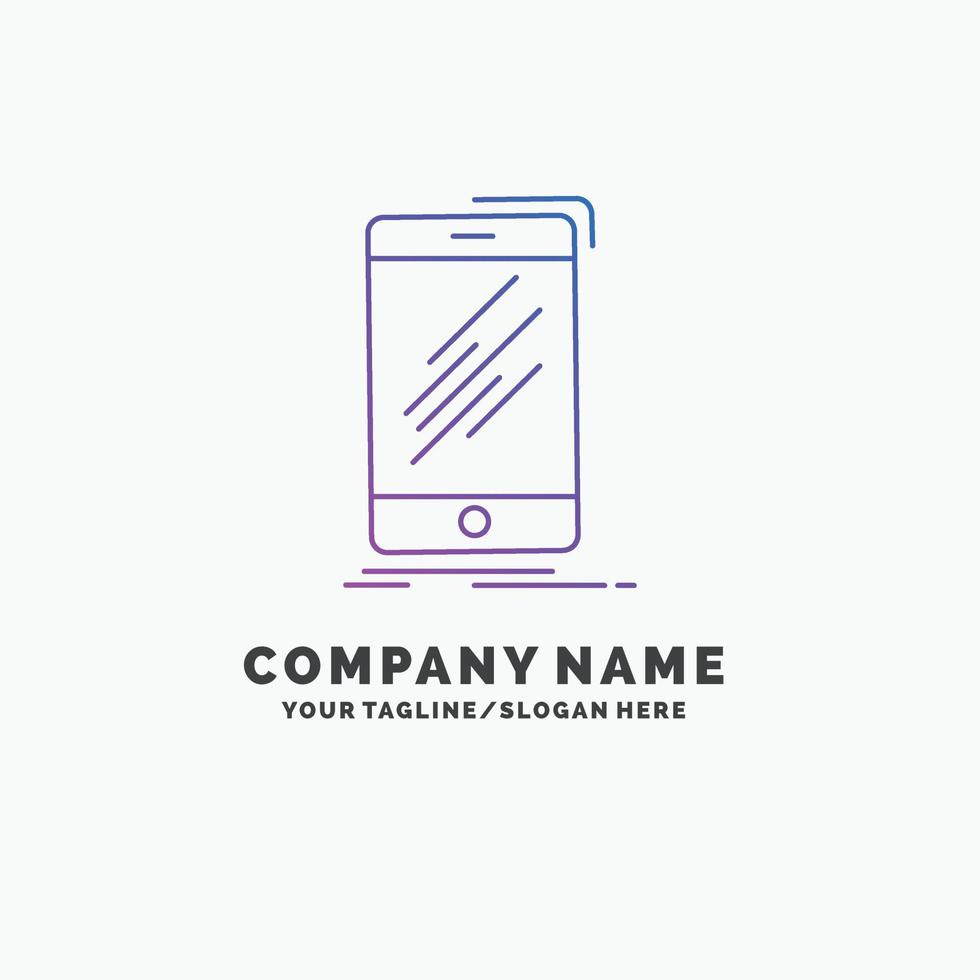 Device. mobile. phone. smartphone. telephone Purple Business Logo Template. Place for Tagline vector