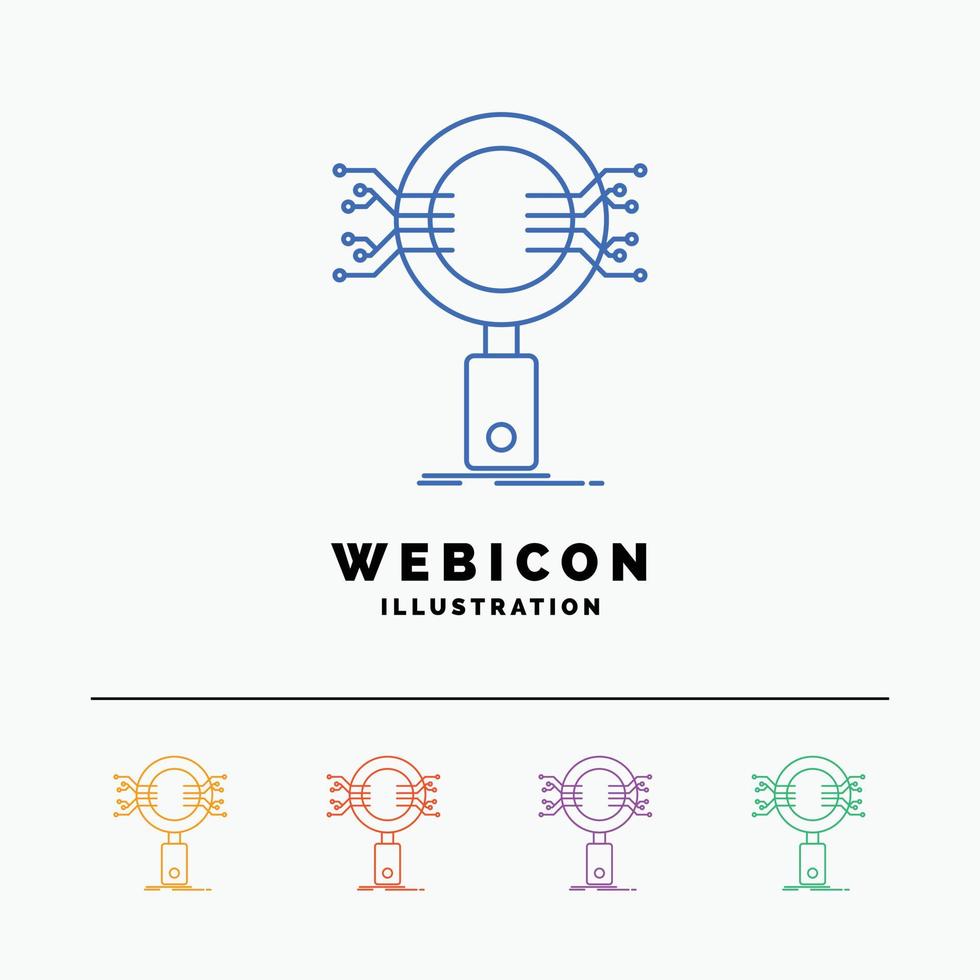 Analysis. Search. information. research. Security 5 Color Line Web Icon Template isolated on white. Vector illustration