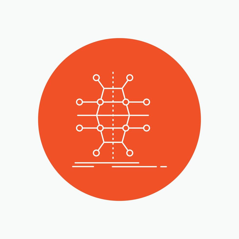 Distribution. grid. infrastructure. network. smart White Line Icon in Circle background. vector icon illustration