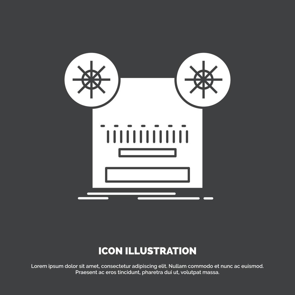 Record. recording. retro. tape. music Icon. glyph vector symbol for UI and UX. website or mobile application