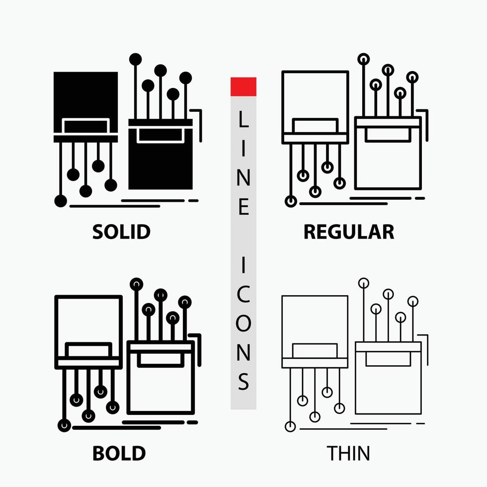 digital. fiber. electronic. lane. cable Icon in Thin. Regular. Bold Line and Glyph Style. Vector illustration