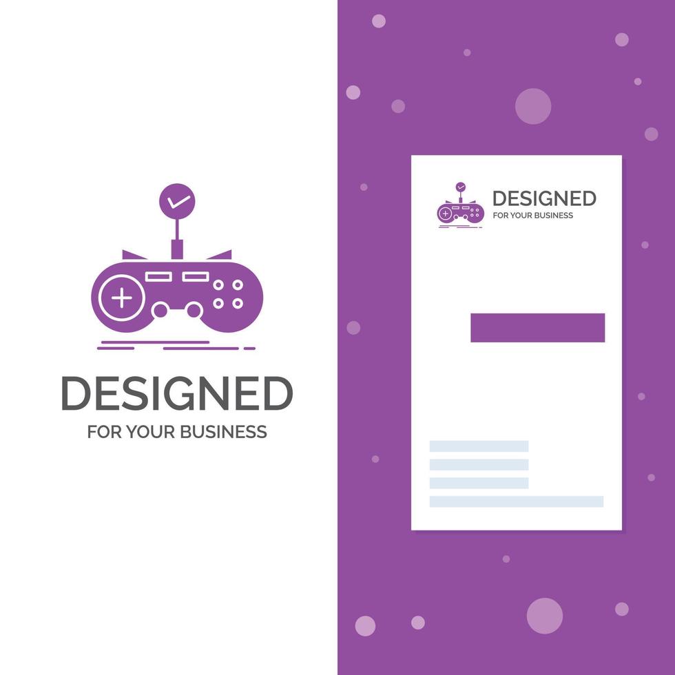 Business Logo for Check. controller. game. gamepad. gaming. Vertical Purple Business .Visiting Card template. Creative background vector illustration