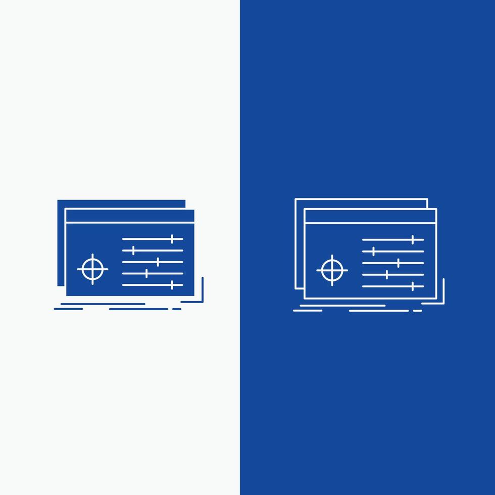 File. object. processing. settings. software Line and Glyph web Button in Blue color Vertical Banner for UI and UX. website or mobile application vector