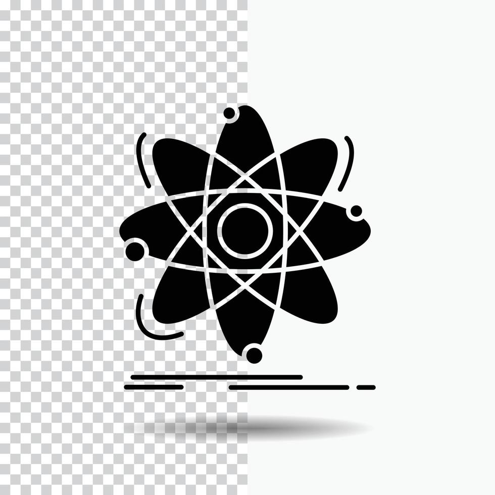 Atom. science. chemistry. Physics. nuclear Glyph Icon on Transparent Background. Black Icon vector