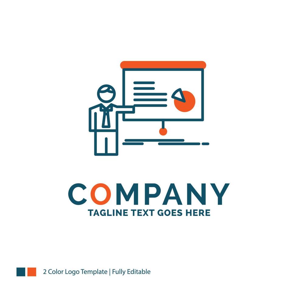 graph. meeting. presentation. report. seminar Logo Design. Blue and Orange Brand Name Design. Place for Tagline. Business Logo template. vector