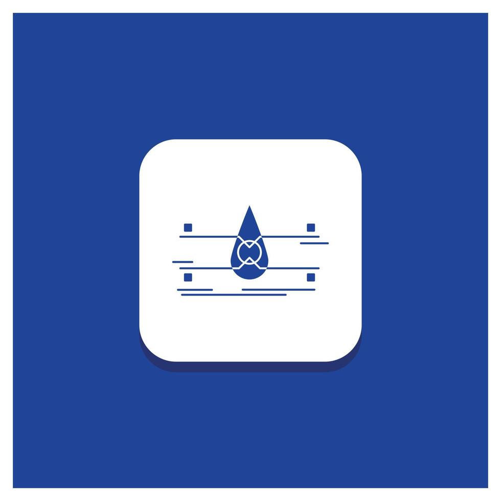 Blue Round Button for water. Monitoring. Clean. Safety. smart city Glyph icon vector