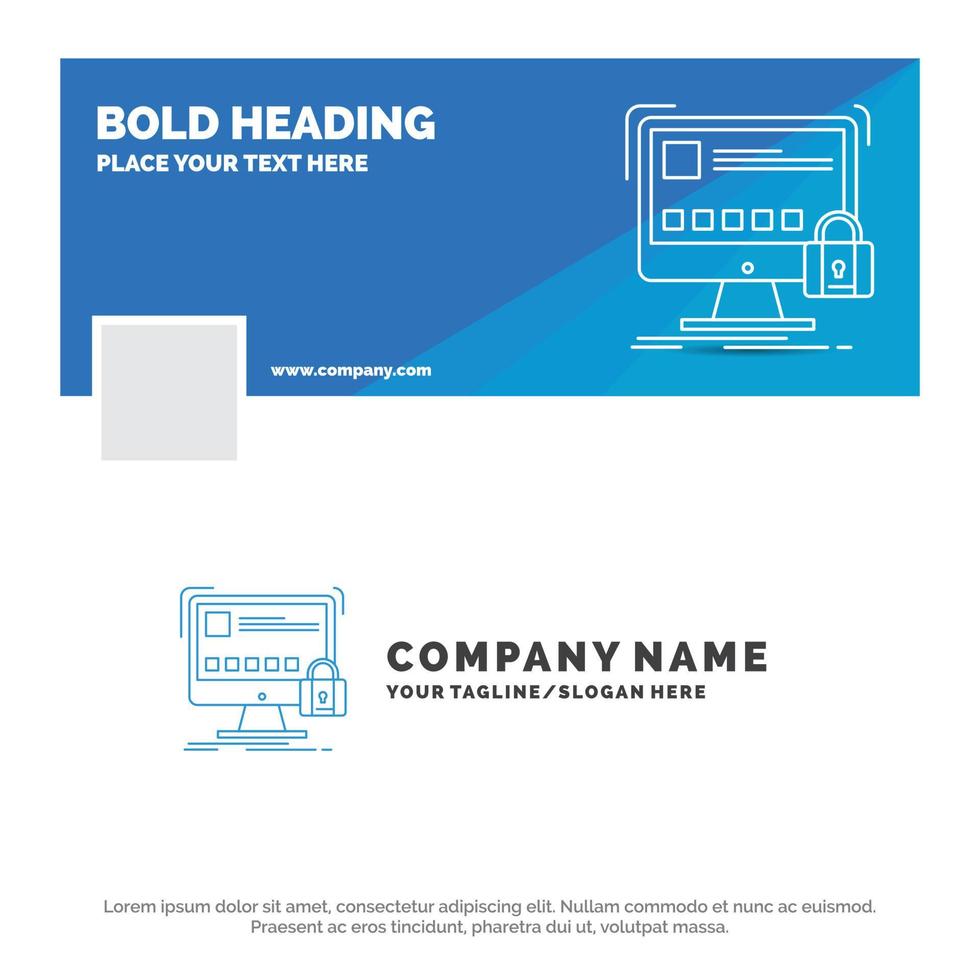 Blue Business Logo Template for protect. protection. lock. safety. secure. Facebook Timeline Banner Design. vector web banner background illustration