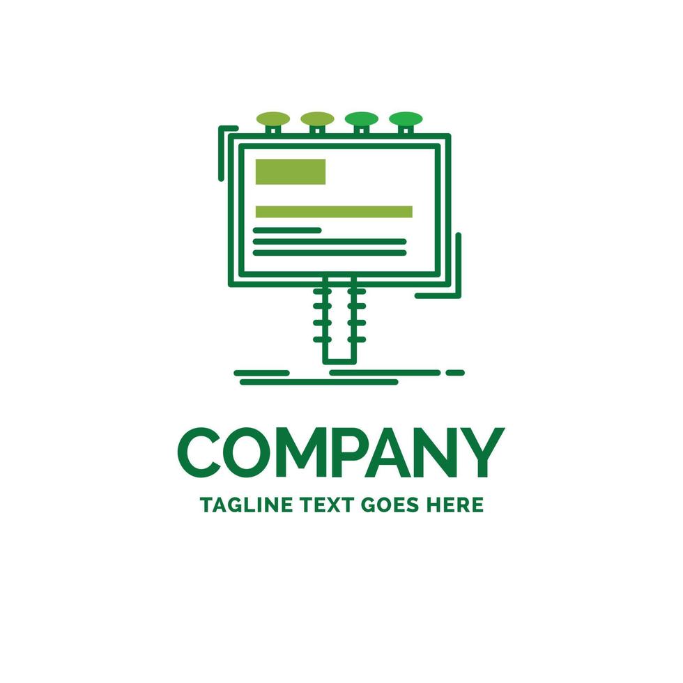 ad. advertisement. advertising. billboard. promo Flat Business Logo template. Creative Green Brand Name Design. vector