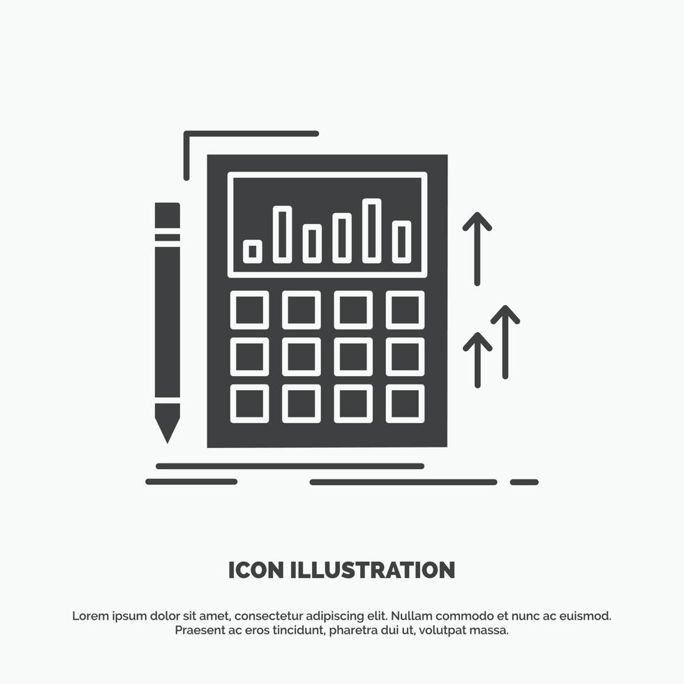 contabilidad. auditoría. bancario. cálculo. icono de la calculadora. símbolo gris vectorial de glifo para ui y ux. sitio web o aplicación móvil vector