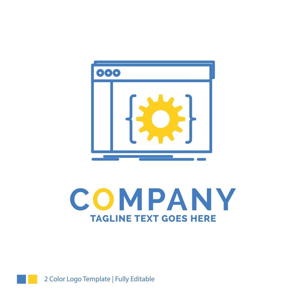 Api. app. coding. developer. software Blue Yellow Business Logo template. Creative Design Template Place for Tagline. vector