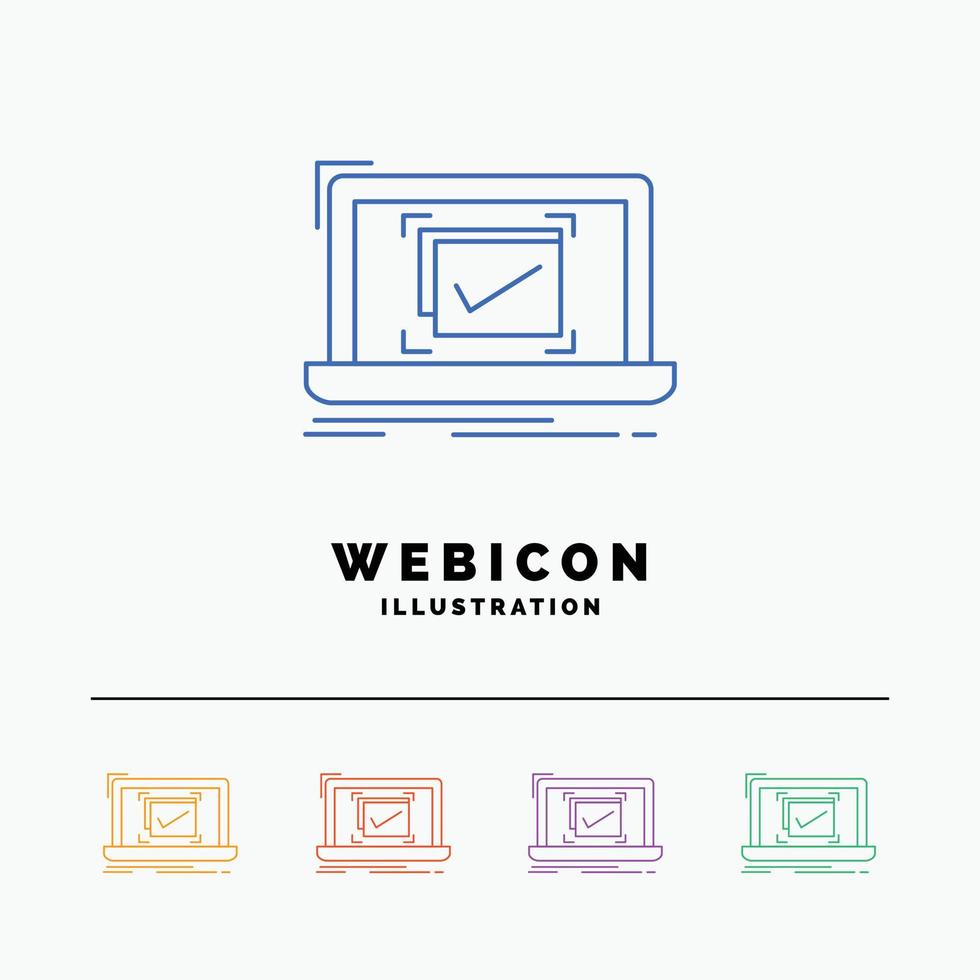 system. monitoring. checklist. Good. OK 5 Color Line Web Icon Template isolated on white. Vector illustration