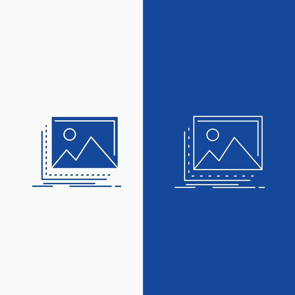 gallery. image. landscape. nature. photo Line and Glyph web Button in Blue color Vertical Banner for UI and UX. website or mobile application vector