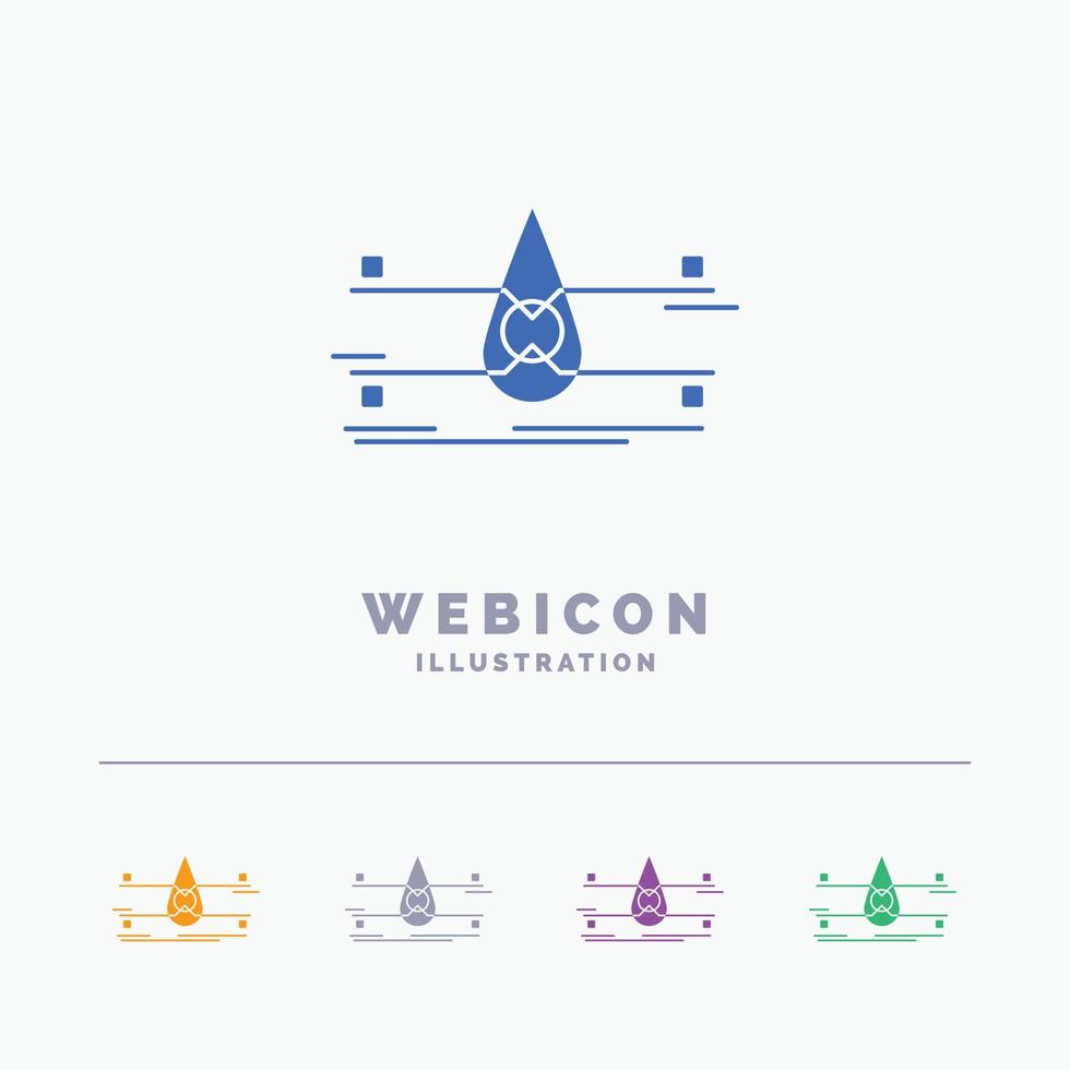 water. Monitoring. Clean. Safety. smart city 5 Color Glyph Web Icon Template isolated on white. Vector illustration