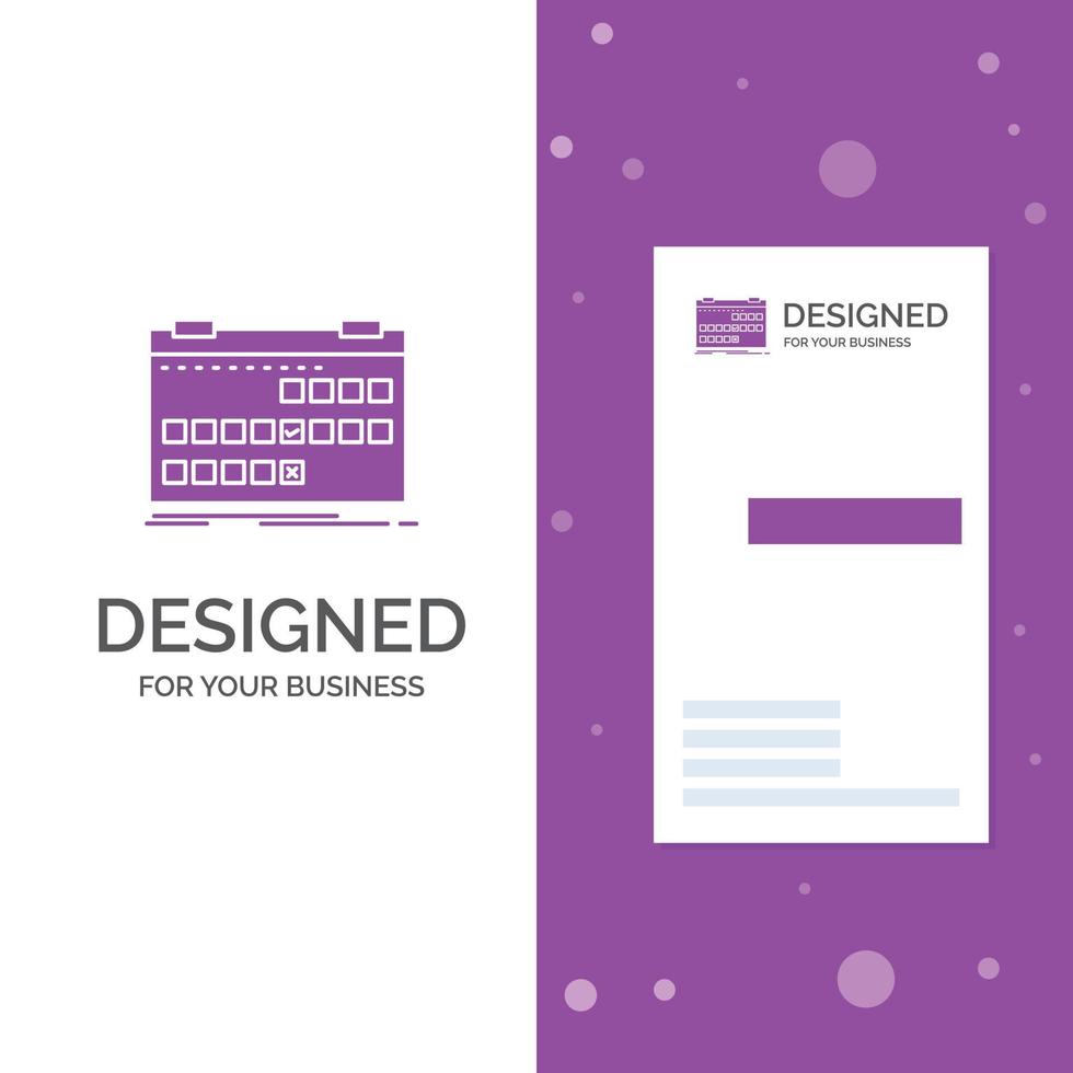 Business Logo for Calendar. date. event. release. schedule. Vertical Purple Business .Visiting Card template. Creative background vector illustration