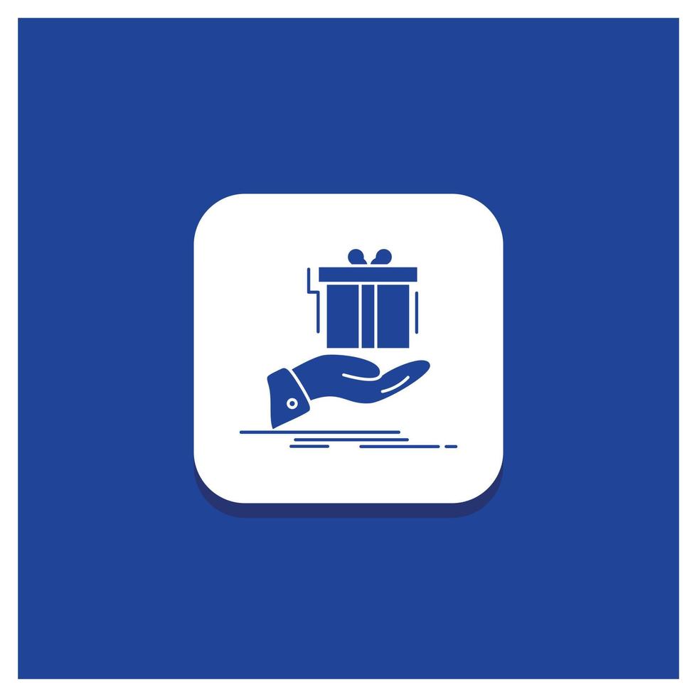 Blue Round Button for gift. surprise. solution. idea. birthday Glyph icon vector