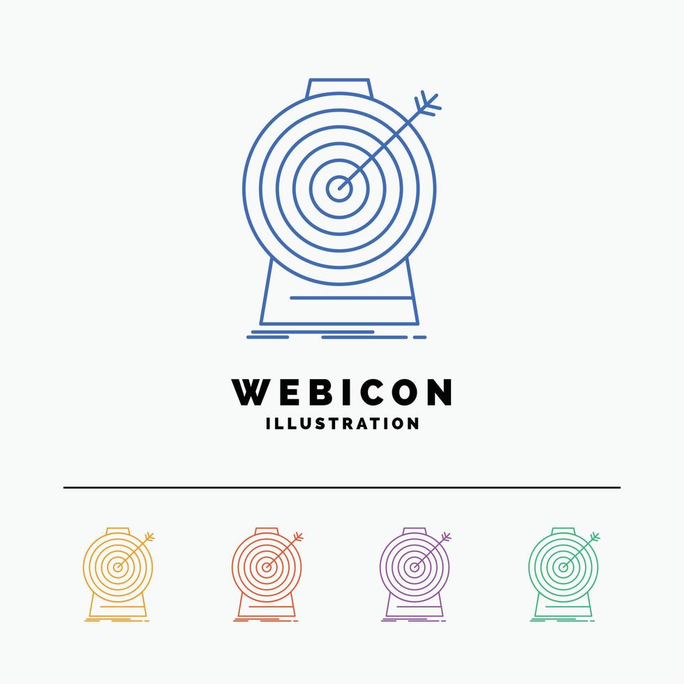 Aim. focus. goal. target. targeting 5 Color Line Web Icon Template isolated on white. Vector illustration