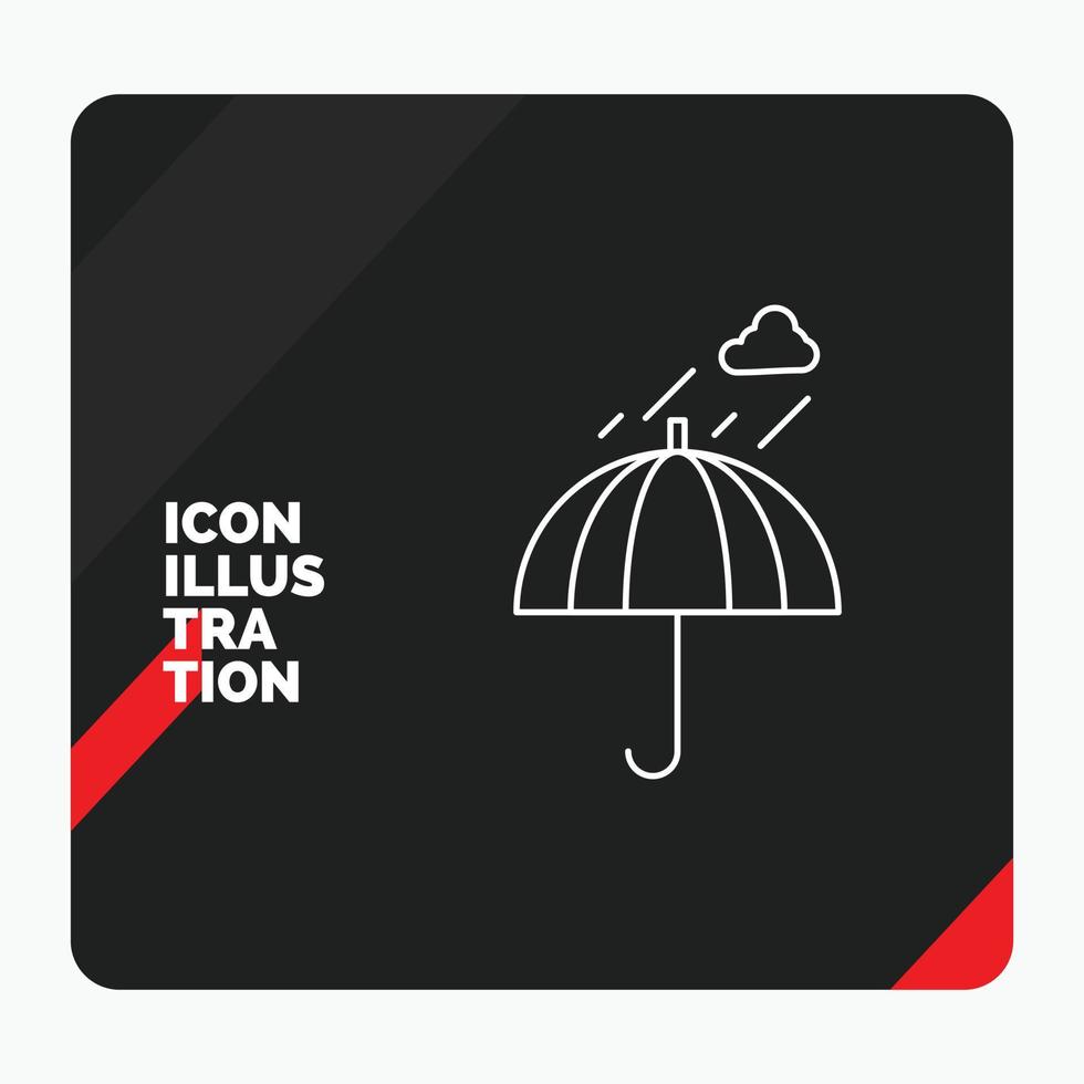 Red and Black Creative presentation Background for Umbrella. camping. rain. safety. weather Line Icon vector