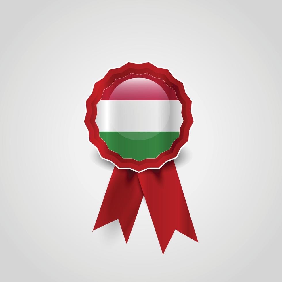 Hungary Flag Ribbon Banner Badge vector