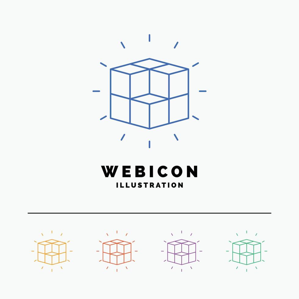 box. labyrinth. puzzle. solution. cube 5 Color Line Web Icon Template isolated on white. Vector illustration