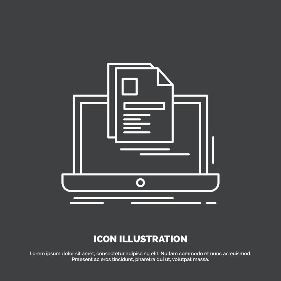account. Laptop. Report. Print. Resume Icon. Line vector symbol for UI and UX. website or mobile application