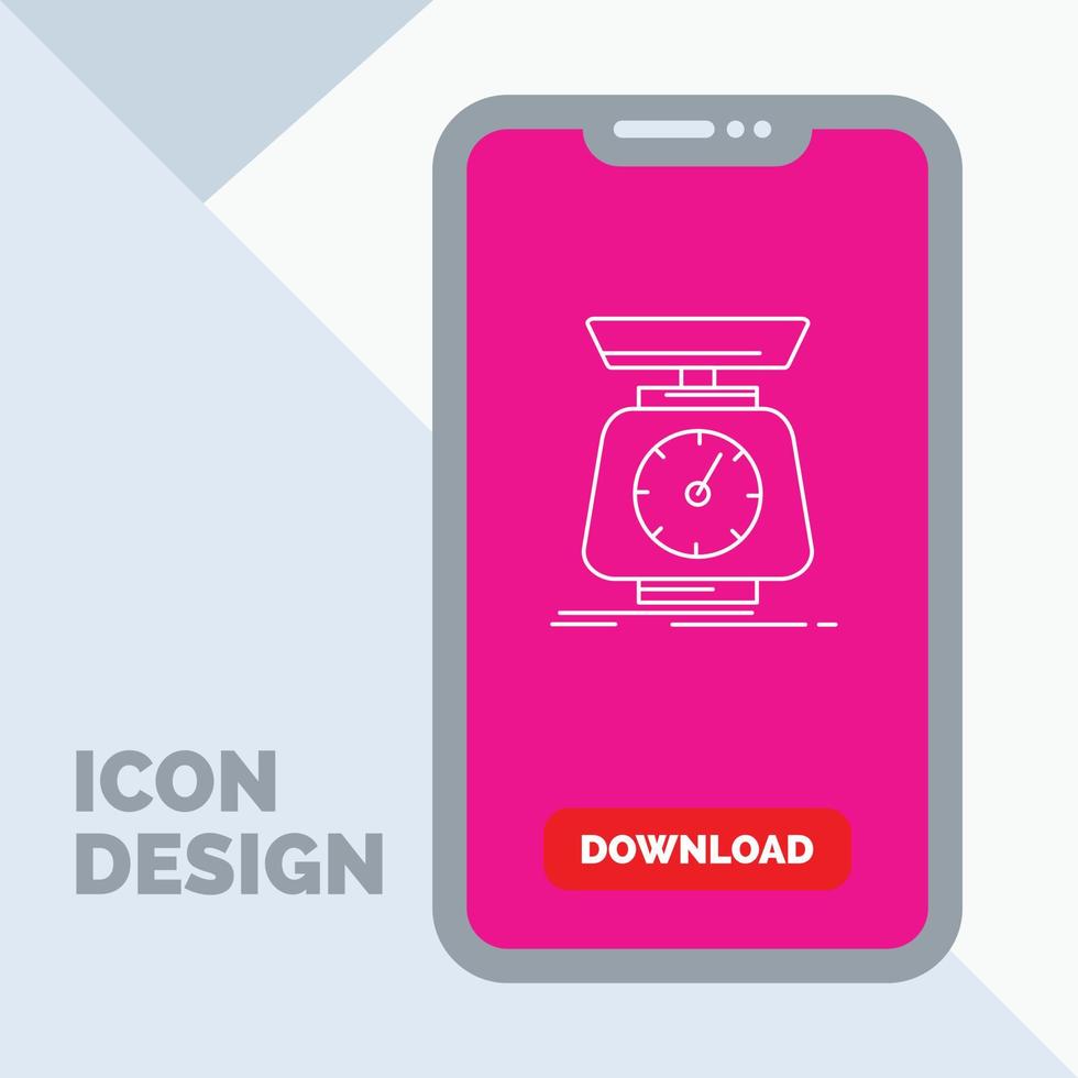 implementation. mass. scale. scales. volume Line Icon in Mobile for Download Page vector
