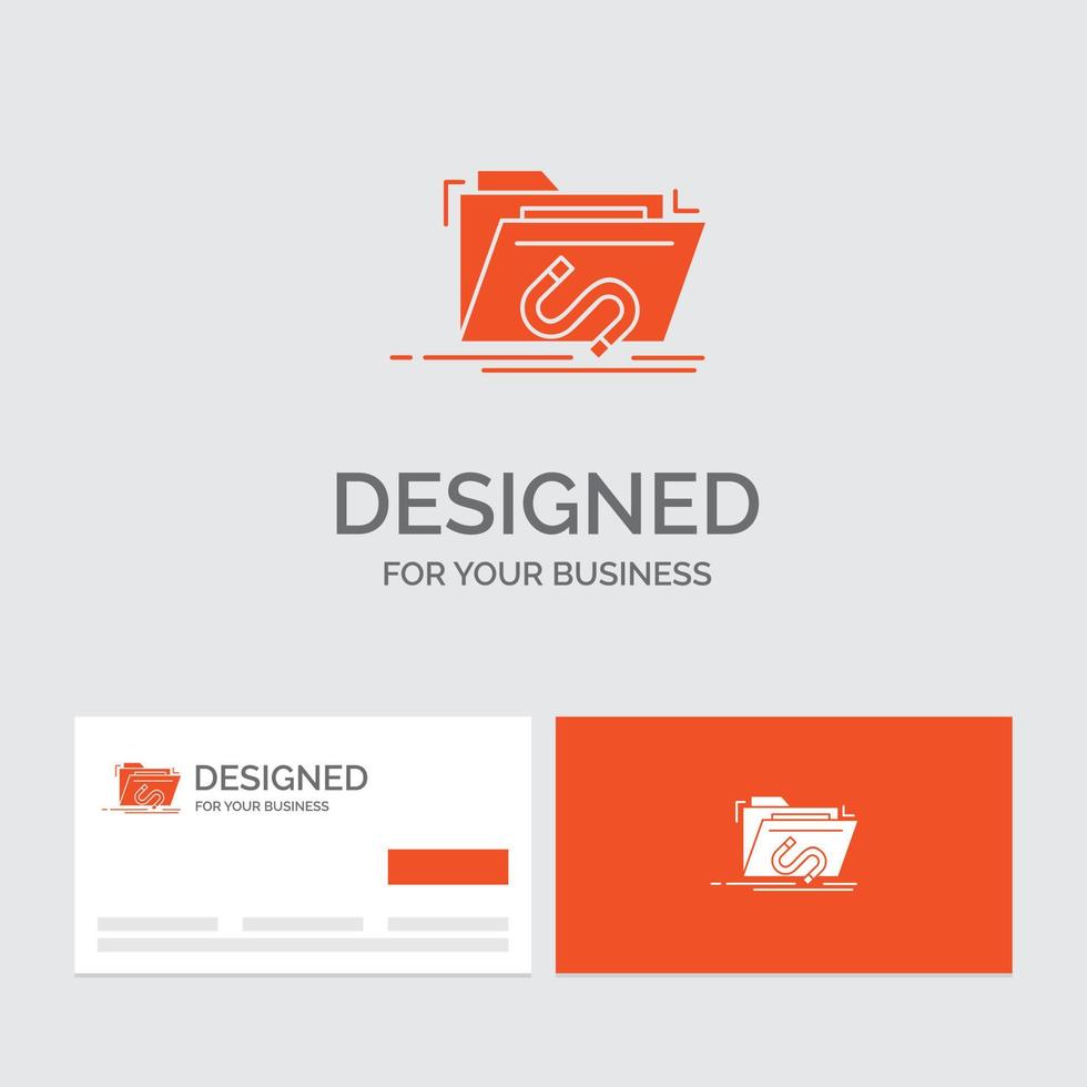 Business logo template for Backdoor. exploit. file. internet. software. Orange Visiting Cards with Brand logo template. vector