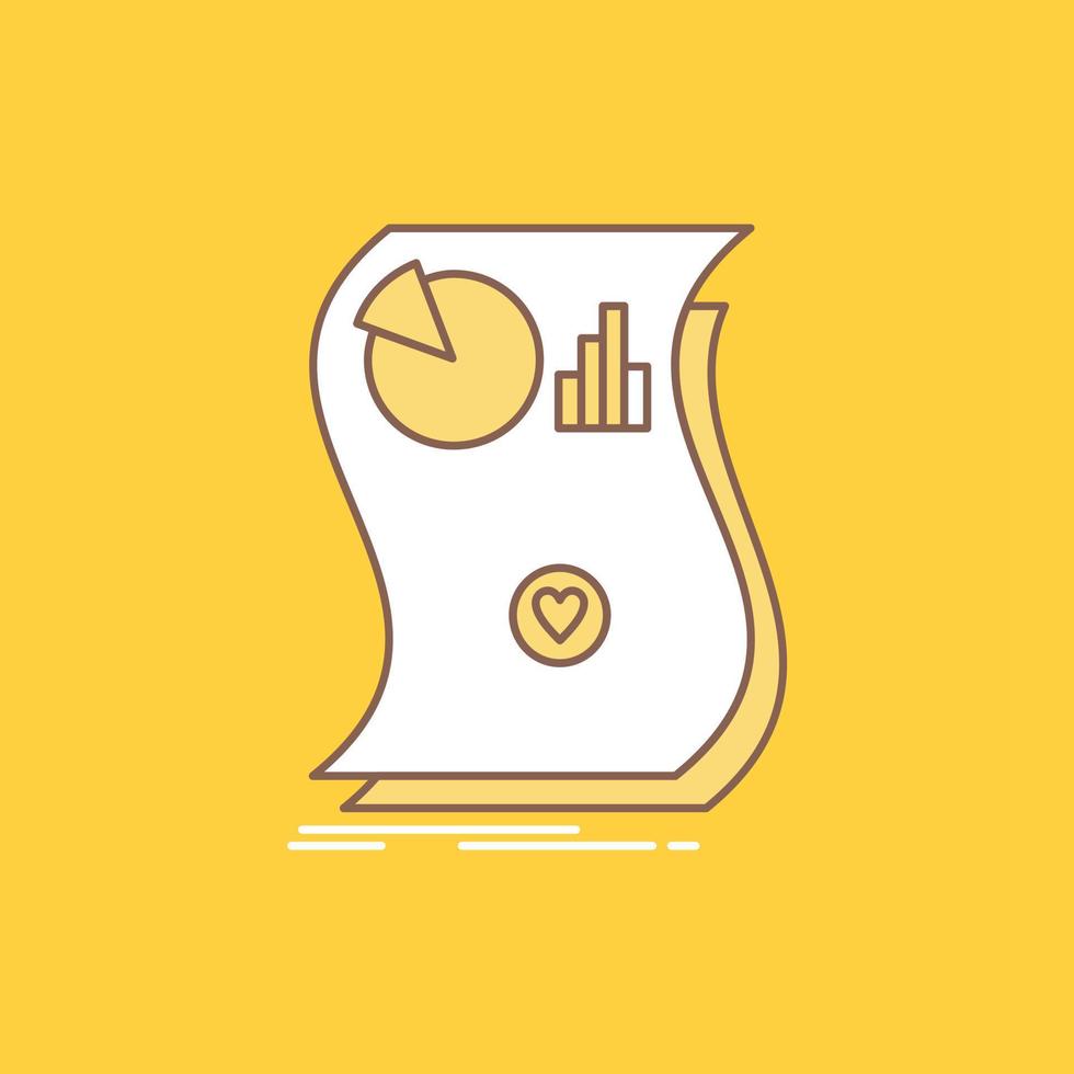 Estimation. love. relationship. response. responsive Flat Line Filled Icon. Beautiful Logo button over yellow background for UI and UX. website or mobile application vector