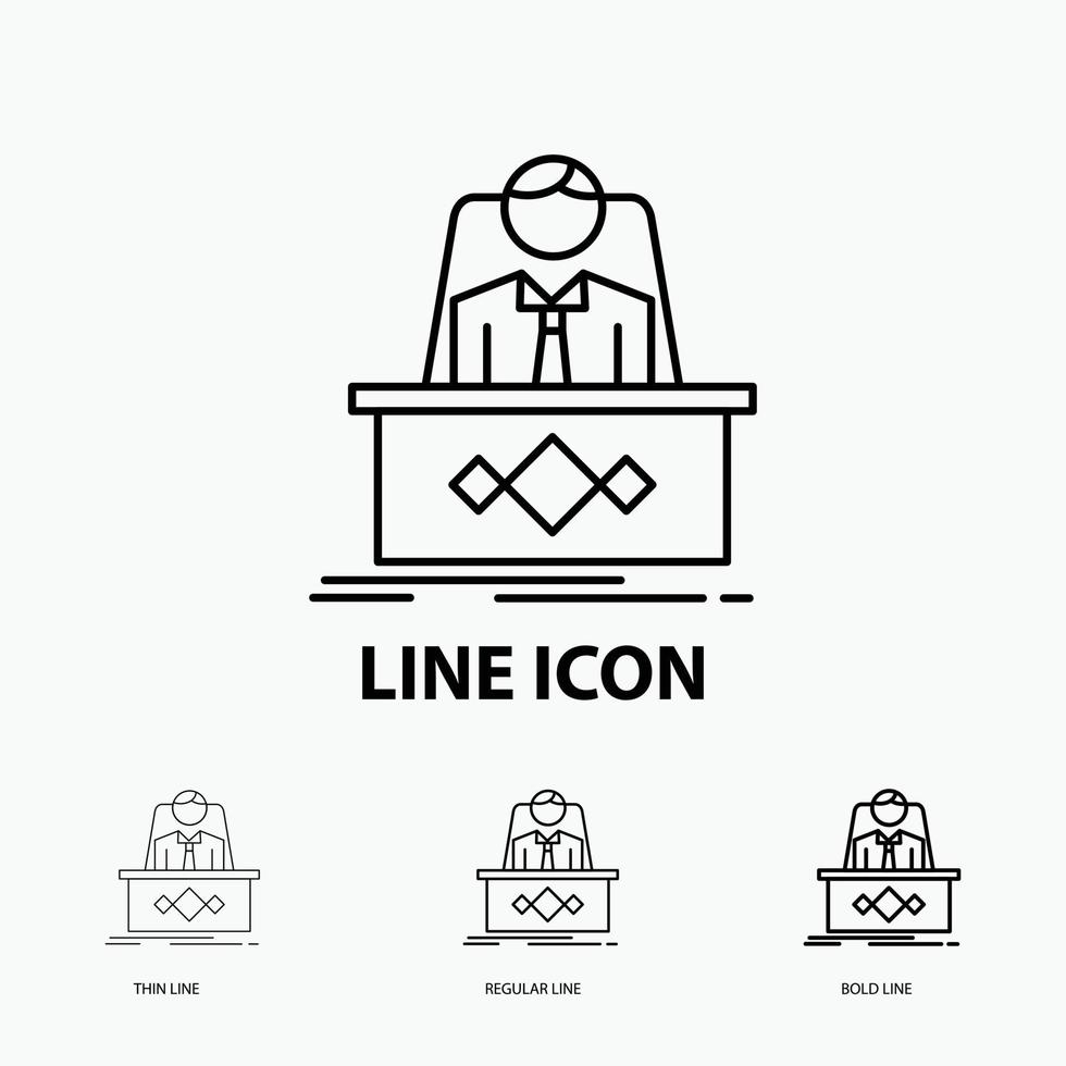 game. Boss. legend. master. CEO Icon in Thin. Regular and Bold Line Style. Vector illustration
