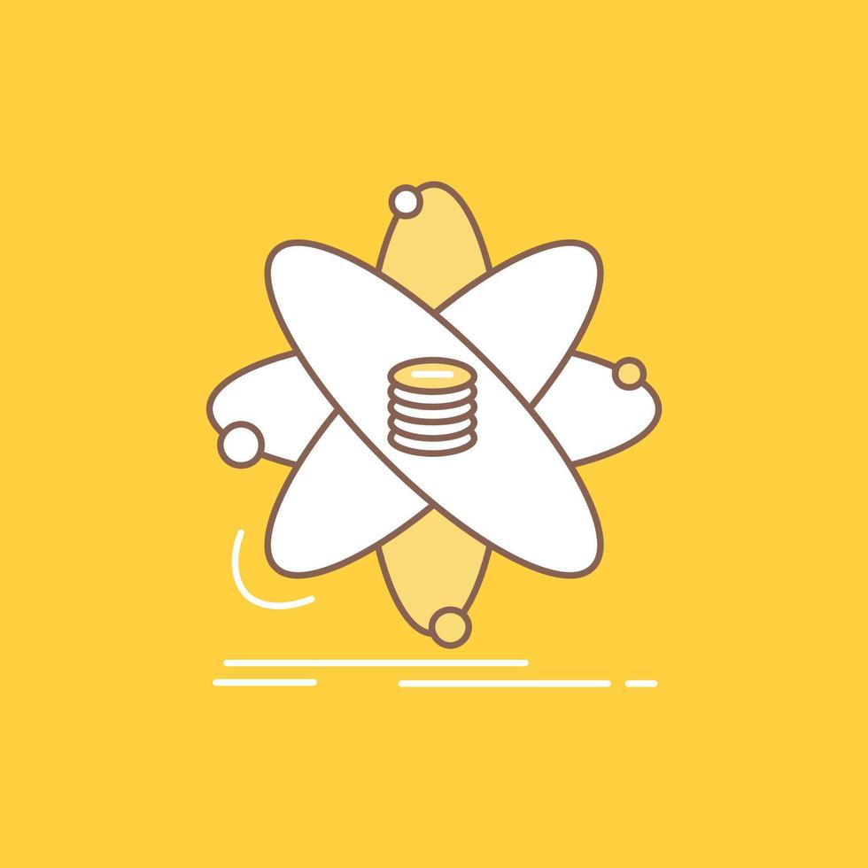 Analysis. data. information. research. science Flat Line Filled Icon. Beautiful Logo button over yellow background for UI and UX. website or mobile application vector