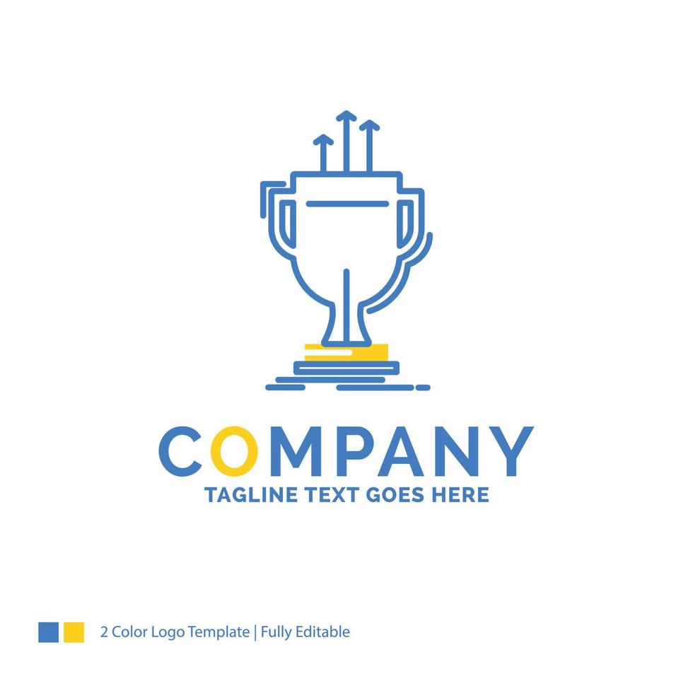 award. competitive. cup. edge. prize Blue Yellow Business Logo template. Creative Design Template Place for Tagline. vector