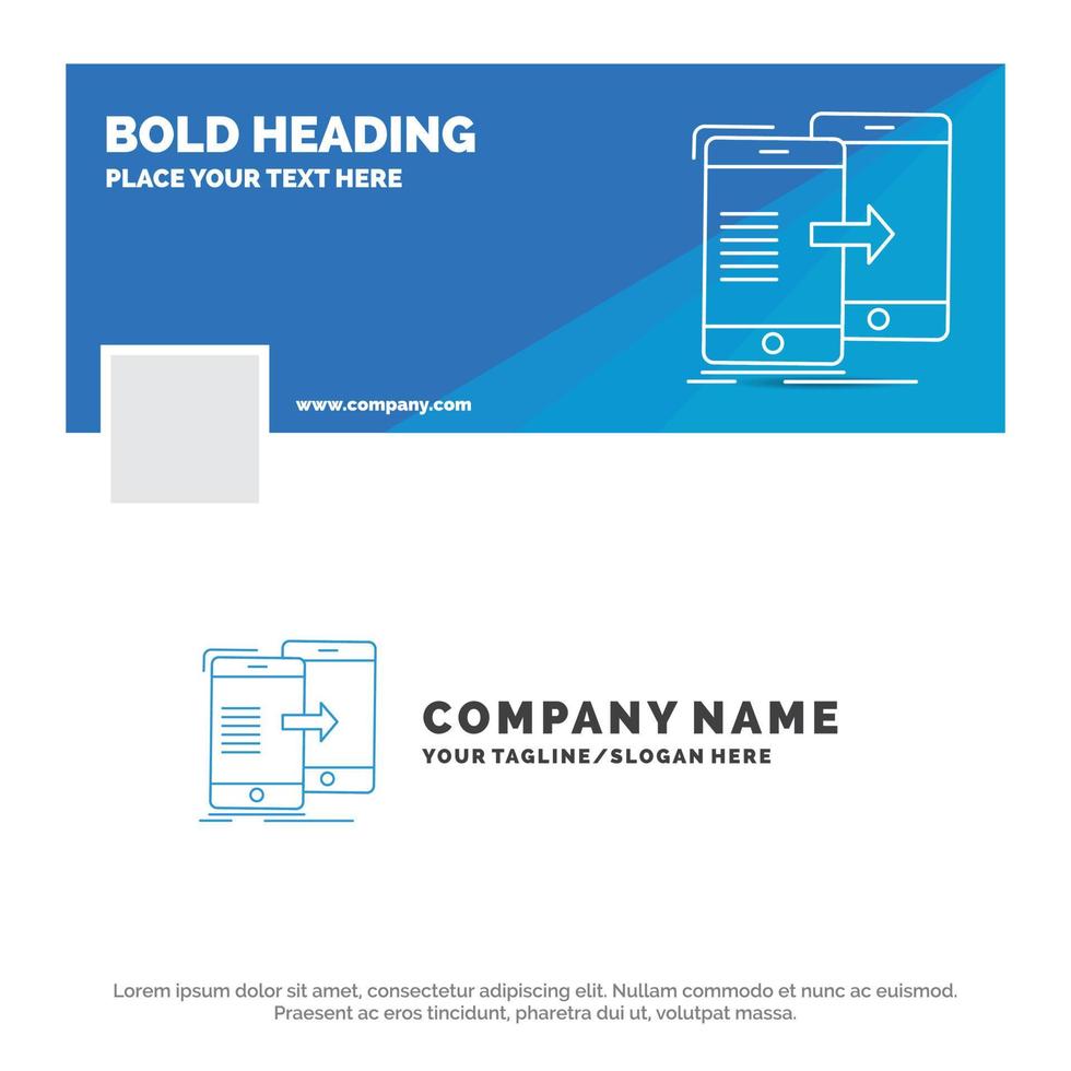 Blue Business Logo Template for data. Sharing. sync. synchronization. syncing. Facebook Timeline Banner Design. vector web banner background illustration