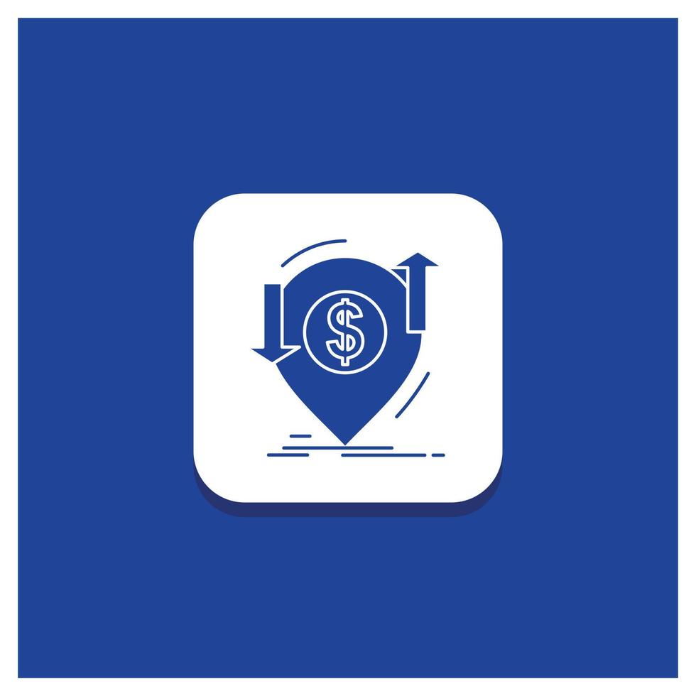 Blue Round Button for transaction. financial. money. finance. transfer Glyph icon vector