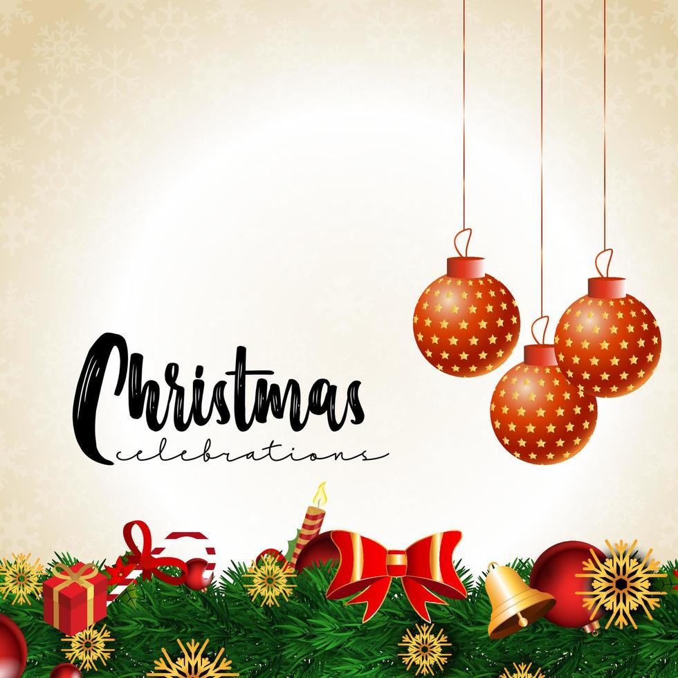 Christmas background with realistic decoration vector