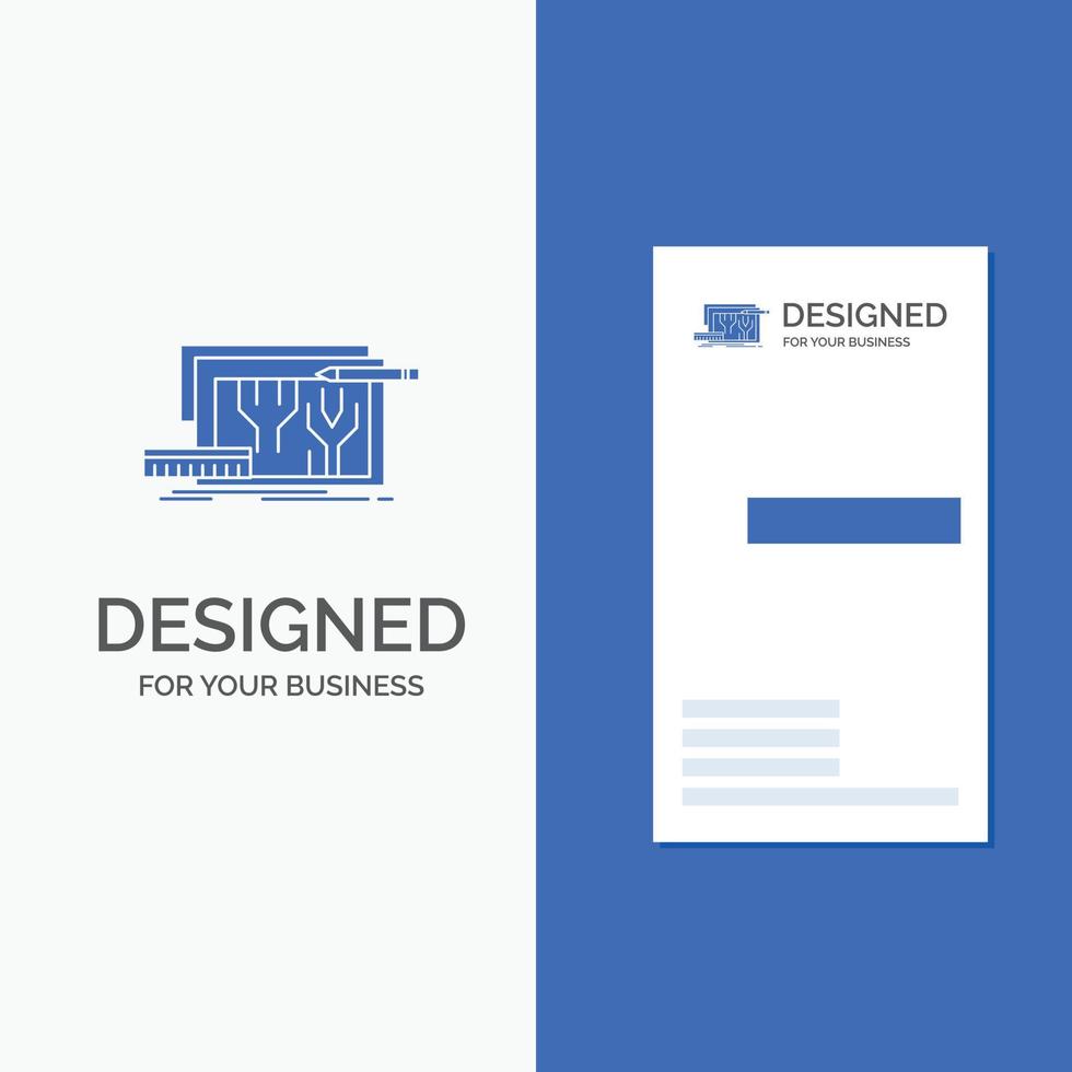 Business Logo for Architecture. blueprint. circuit. design. engineering. Vertical Blue Business .Visiting Card template. vector