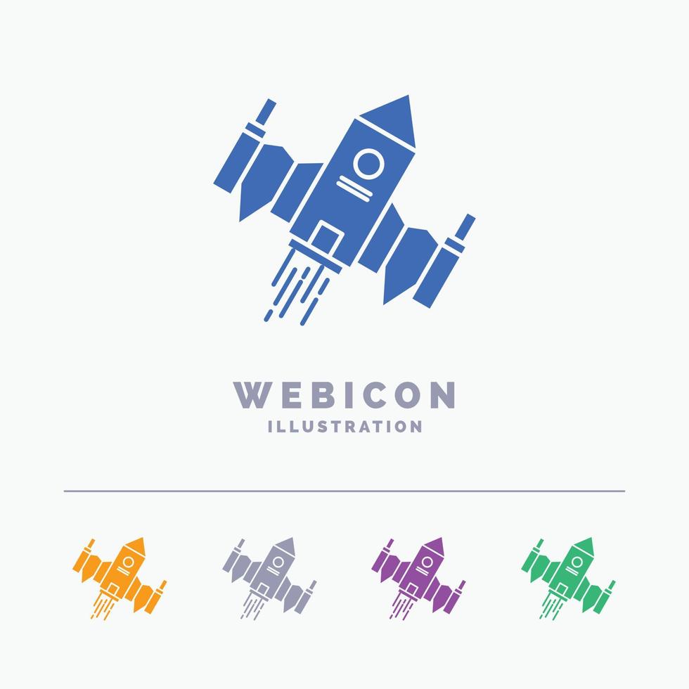 spacecraft. spaceship. ship. space. alien 5 Color Glyph Web Icon Template isolated on white. Vector illustration