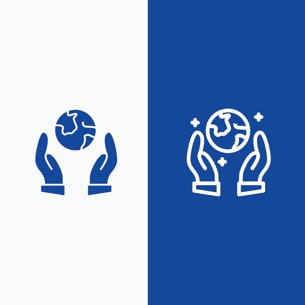 Earth Saving Eco Protection Guarder Line and Glyph Solid icon Blue banner Line and Glyph Solid icon vector