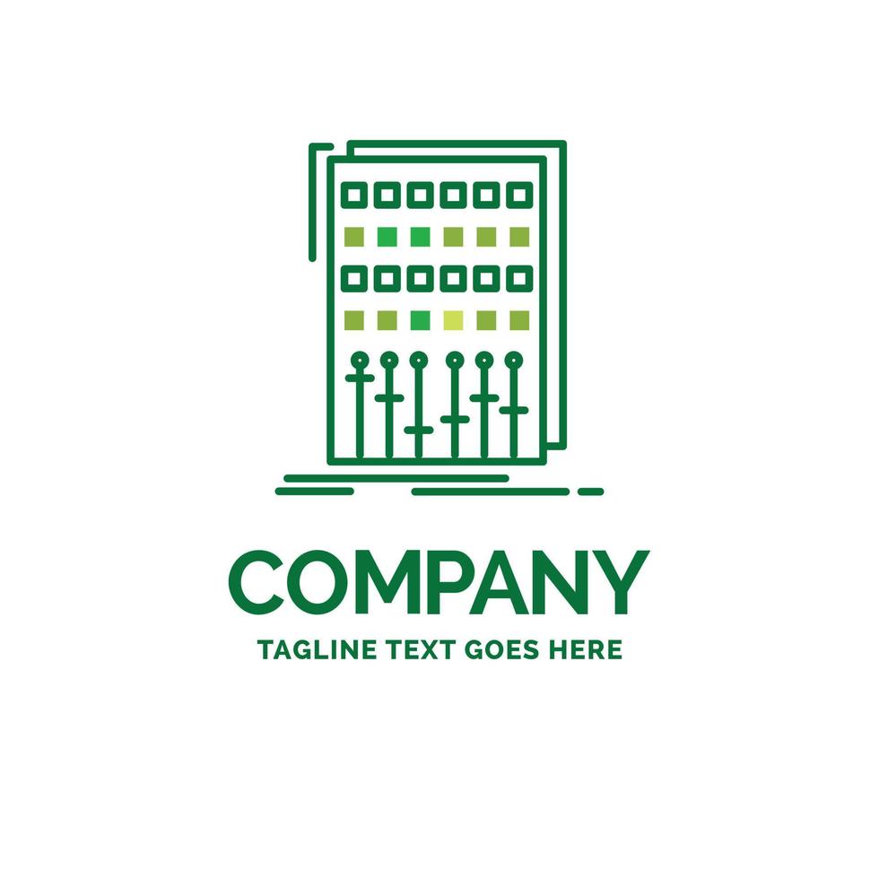 Audio. control. mix. mixer. studio Flat Business Logo template. Creative Green Brand Name Design. vector