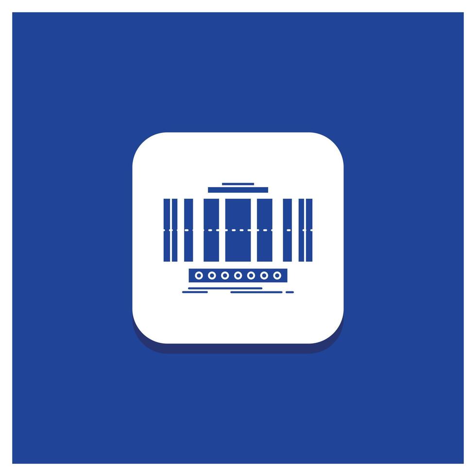 Blue Round Button for Turbine. Vertical. axis. wind. technology Glyph icon vector