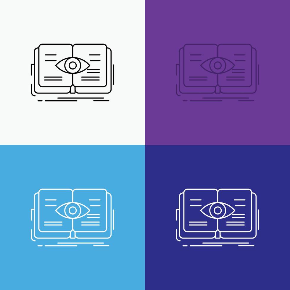 knowledge. book. eye. view. growth Icon Over Various Background. Line style design. designed for web and app. Eps 10 vector illustration