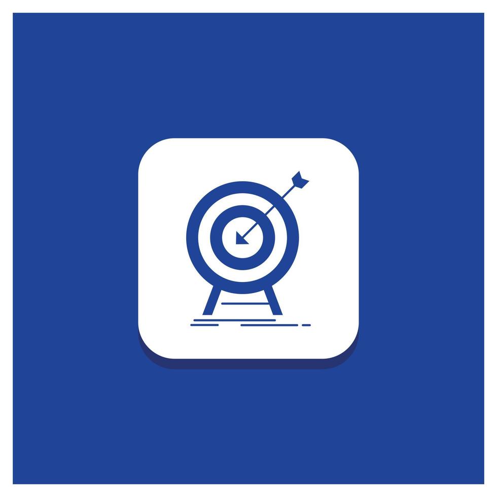 Blue Round Button for goal. hit. market. success. target Glyph icon vector