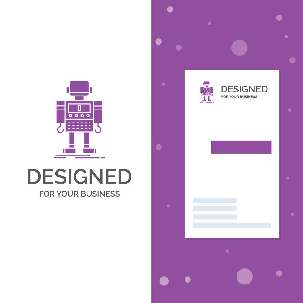 Business Logo for autonomous. machine. robot. robotic. technology. Vertical Purple Business .Visiting Card template. Creative background vector illustration