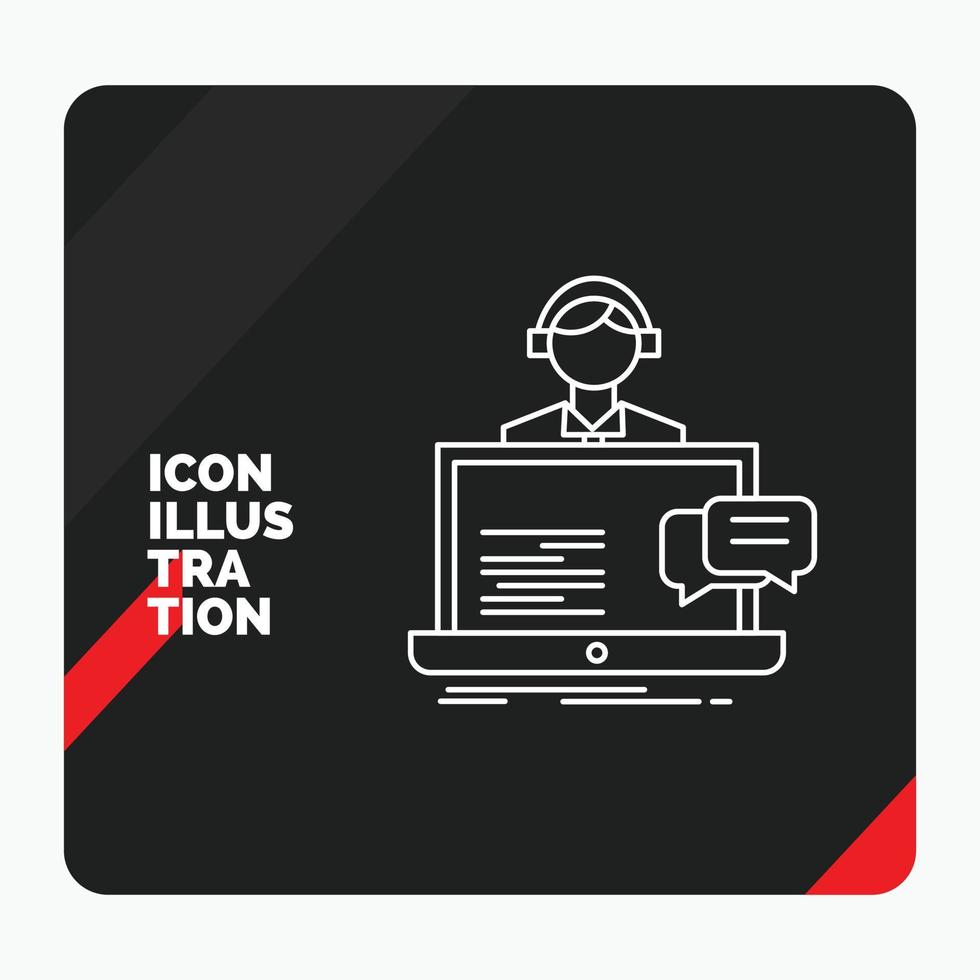 Red and Black Creative presentation Background for support. chat. customer. service. help Line Icon vector