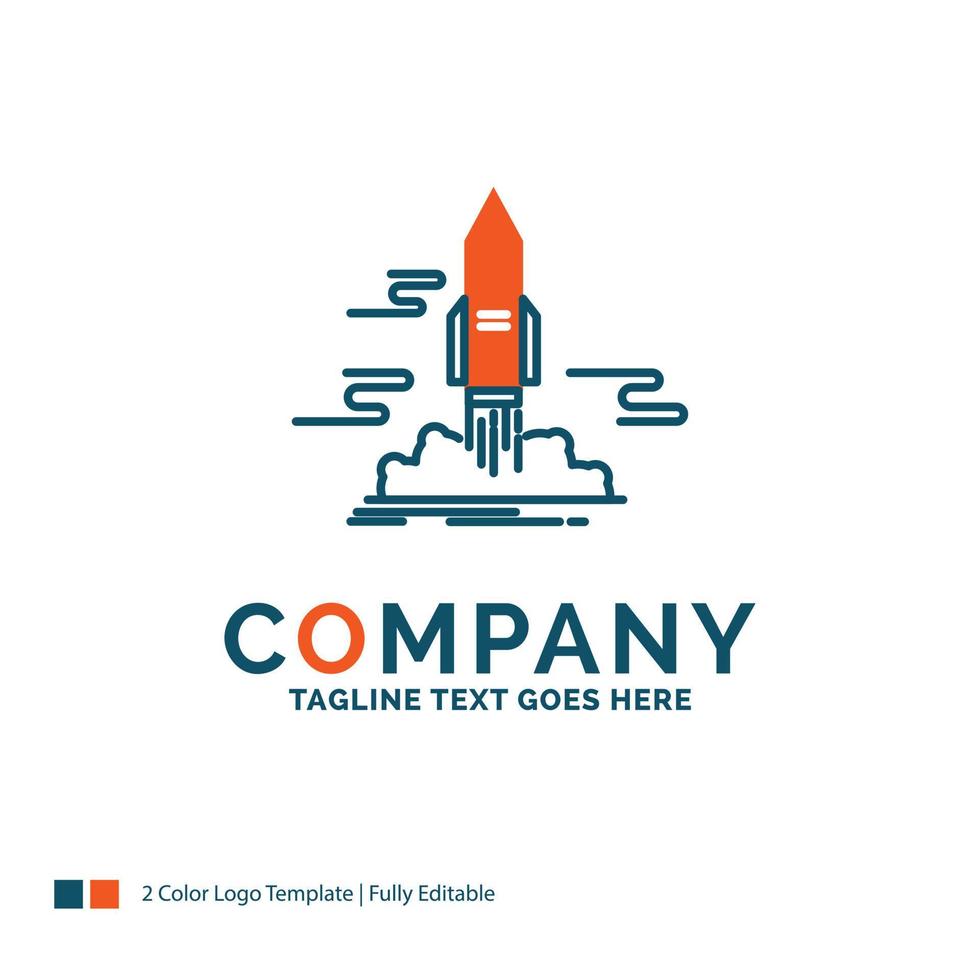 launch. Publish. App. shuttle. space Logo Design. Blue and Orange Brand Name Design. Place for Tagline. Business Logo template. vector