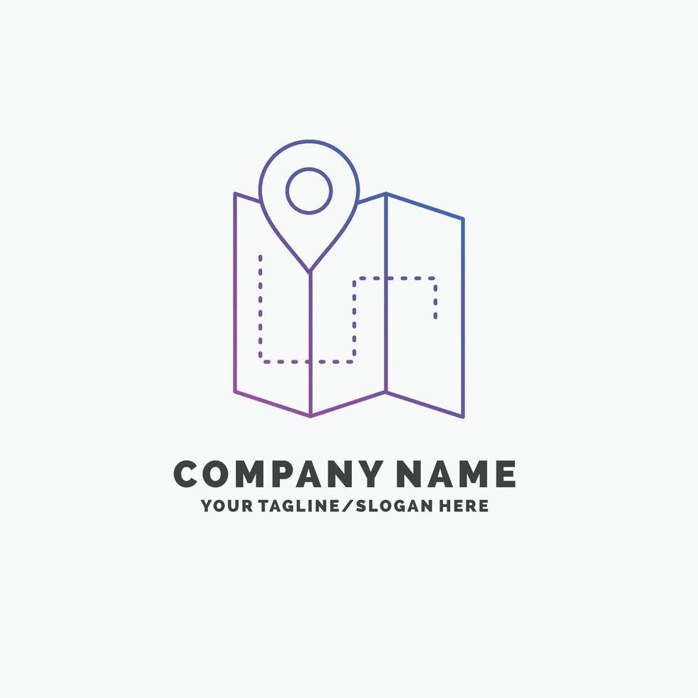 Map. Camping. plan. track. location Purple Business Logo Template. Place for Tagline vector