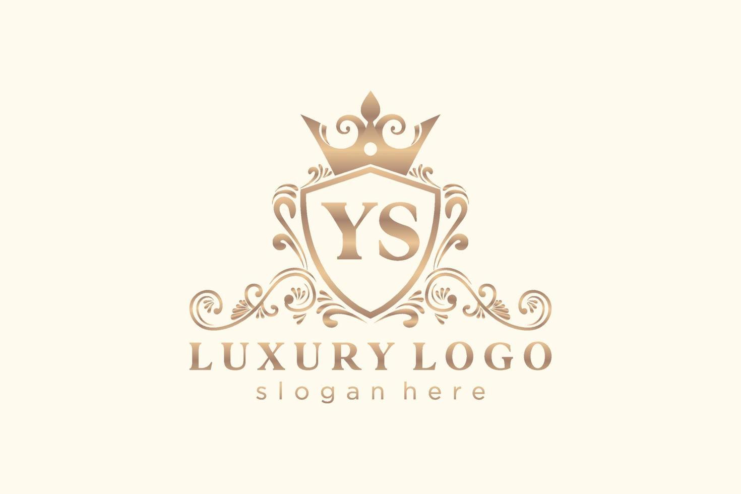 Initial YS Letter Royal Luxury Logo template in vector art for Restaurant, Royalty, Boutique, Cafe, Hotel, Heraldic, Jewelry, Fashion and other vector illustration.