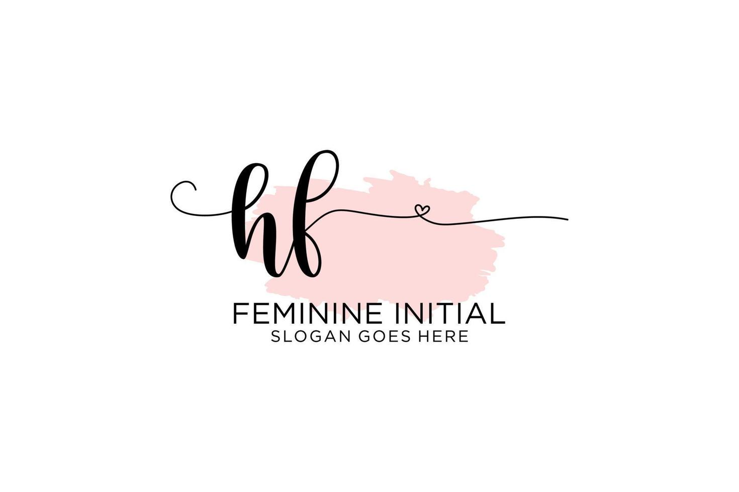Initial HF beauty monogram and elegant logo design handwriting logo of initial signature, wedding, fashion, floral and botanical with creative template. vector