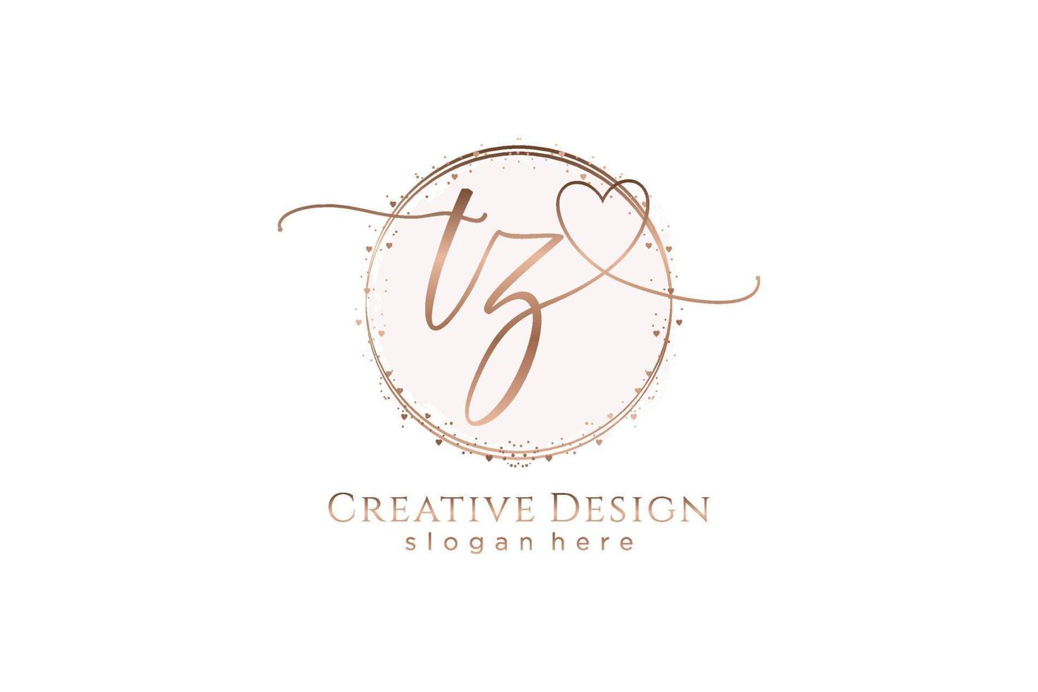 Initial TZ handwriting logo with circle template vector logo of initial wedding, fashion, floral and botanical with creative template.